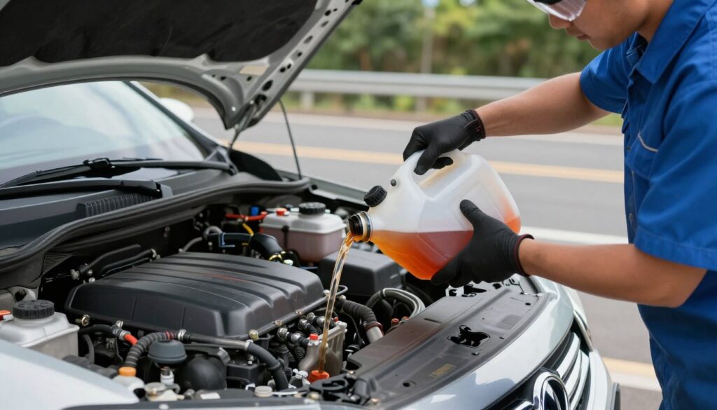 Adding coolant safely to an engine Adding coolant safely to an engine